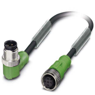 Phoenix Contact M12 to M12 Cordset; SAC-4P-M12MR/0.3-PUR/M12FS; Female Straight to Male Right Angle; 4-Pin; 4-Wire to 4-Pin; 0.3m PUR Cable